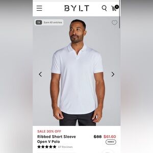 BYLT Basics Ribbed Short Sleeve Open V Polo